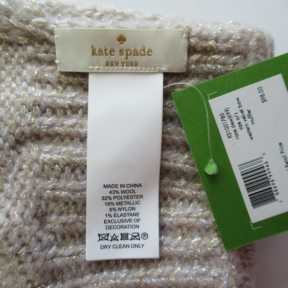 Kate Spade New York Western Velvet Metallic Bow Muffler Scarf NWT $98 - Picture 6 of 7